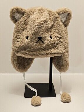 Fuzzy Cat Winter Hat with Ear Flaps
